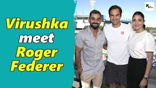 Watch Virat Kohli Anushka Sharma spend time with legendary Roger Federer at the Australian Open [upl. by Ykcin]