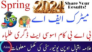 How to Check AIOU Result BA BCOM BS BED 2024  Allama Iqbal Open University Results Matric FA [upl. by Arikat]