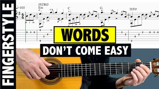 Words Dont Come Easy  Fingerstyle Guitar Tutorial  TAB [upl. by Ahders]