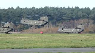 RAF Chinooks ZK555 and ZK562 lifting off from RAF Woodvale on 13112024 [upl. by Mccarthy]