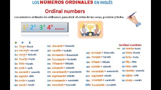 LOS NÚMEROS ORDINALES EN INGLÉS DEL 1 AL 100 PRONUNCIACIÓN Y ESCRITURA [upl. by Martyn]