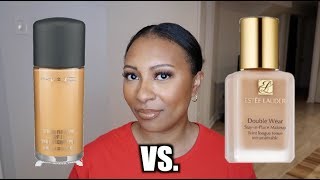 MAC Studio Fix Fluid vs Estee Lauder Double Wear  Battle of the Full Coverage Foundations [upl. by Helsell]