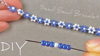 Beaded Daisy Bracelet Seed Bead Daisy Chain Bracelet Tutorial [upl. by Willock]