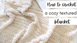 Modern Textured Crochet Blanket  How to Crochet an Easy Blanket Using Only 2 Stitches [upl. by Frohne]