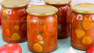 🥒🍅Вкусные хрустящие огурцы в томатном соусе на зиму Огурцы в томатной заливке без стерилизации [upl. by Adnohr]