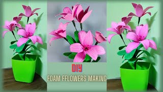 Diy 💯 thick foam sheet craft ideasartificial plans craft ideashow to make flower with foam ❤ [upl. by Namhcan959]