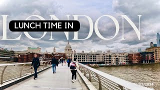 🇬🇧 London Millennium Bridge Walk Tour at Lunch Time  Beautiful View of London  4K [upl. by Rodolphe]