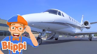 Blippi explores a Private Jet  Blippi  Cars Trucks amp Vehicles Cartoon  Moonbug Kids [upl. by Benia]