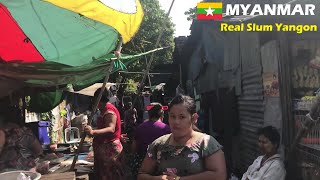 Yangons Real Slums in Myanmar 🇲🇲 [upl. by Skerl]