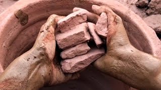 Red mudgolden mud fantastic 😍 clay pot crumbling Satisfying ASMR sounds [upl. by Ysdnil]