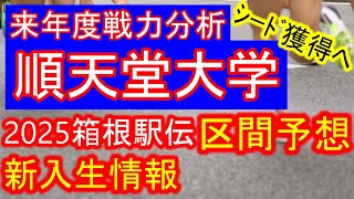 【箱根駅伝】順天堂大学戦力分析！新入生情報＆2025箱根駅伝区間予想！【山の神】 [upl. by Ativ995]