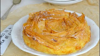 Tarta de flan y masa filo Ruffle milk pie o tarta flor ¡Deliciosa y muy fácil de hacer [upl. by Ryon558]