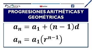 PROGRESIONES ARITMÉTICAS Y GEOMÉTRICAS  FÓRMULAS Y EJERCICIOS DE APLICACIÓN [upl. by Rudie]