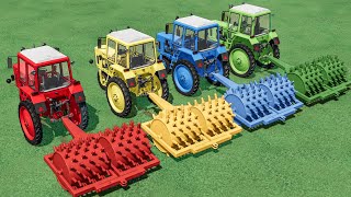 Tractor OF Colors  HUGE ROLLER with Just 3 Wheels Tractors  Farming Simulator 22 [upl. by Rabma]