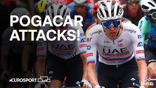 Watch the moment Tadej Pogačar attacks during Stage 2 of Giro DItalia 💨  Eurosport Cycling [upl. by Carmen]