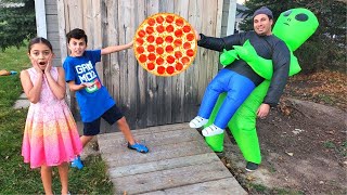 Heidi y Zidane en una misteriosa historia de pizza Juegos divertidos con papá en la calle [upl. by Daniele]