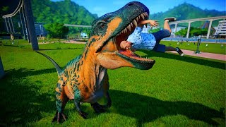 Acrocanthosaurus vs T Rex Breakout amp Fight  Jurassic World Evolution Dinosaurs Fighting [upl. by Humberto]