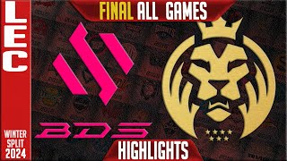 BDS vs MDK Highlights ALL GAMES  LEC Winter 2024 Playoffs Lower FINAL  Team BDS vs Mad Lions KOI [upl. by Burrton]