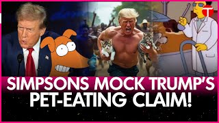 Simpsons Memes Go Viral After Trump Falsely Claims Pets Are Being Eaten In Springfield During Debate [upl. by Akehsat]