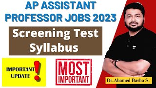 Screening Test Syllabus  AP Assistant Professor Jobs 2023 apassistantprofessorjobs [upl. by Croft446]