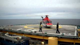 Helicopter landing refuelling and take off at production platform A6A [upl. by Josler]