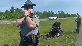 Ohio Officer Lets K9 Maul Suspect Despite Troopers Orders Not To Release The Dog [upl. by Muscolo]