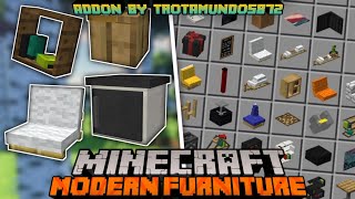 Minecraft Pe Furniture Mod  Modern Furniture Addon Update V66  Craftable Furniture MCPE [upl. by Irb]