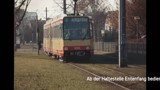 Führerstandsmitfahrt Linie 2 von Rheinstetten nach Karlsruhe Durlach aus dem Jahre 1995 [upl. by Armstrong]