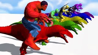 Colors Spiderman Riding Dinosaur Colours Supper Heroes For Kids  Learn Colors For Children toddlers [upl. by Bevers]