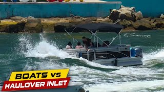 Pontoon NIGHTMARE at Haulover Inlet  Boats vs Haulover Inlet [upl. by Saito]