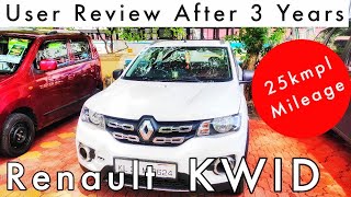 Renault KWID long term user review after 3 years  Mileage  Service Variants comparison Malayalam [upl. by Ecnav209]