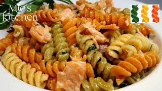 Fusilli Recipe  Fusilli Tricolore with Smoked Salmon [upl. by Rebme]