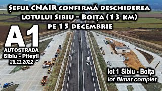 Autostrada A1 Sibiu Pitești lot1 Sibiu Boita lot filmat complet 26 112022 [upl. by Merrily]