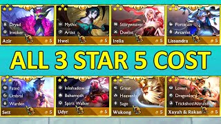 Set 11 ALL 5 Cost Units 3 Star ⭐⭐⭐ [upl. by Alvis]