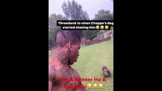 NLE Choppa Gets Chased By A Dog😂 nlechoppa funny rap reels reelsinstagram funnyvideo dog [upl. by Marmaduke]