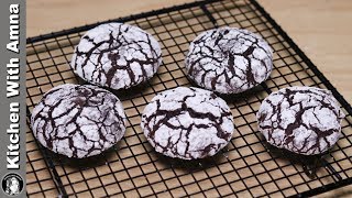 Chocolate Crinkles Cookies Without Oven  Chocolate Cookies Recipe  Kitchen With Amna [upl. by Attegroeg324]