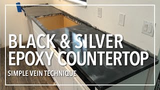 Black amp Silver Metallic Epoxy Countertop  Simple Vein Technique [upl. by Aehtna]