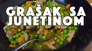 Recept KUVANI GRAŠAK sa junetinom  Kako skuvati ručak sa graškom [upl. by Essirehs]