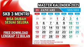 FREE DOWNLOAD MASTER KALENDER 2025 SUDAH SAMA DENGAN SKB 3 MENTRI KALENDER JAWA KALENDER HIJRIYAH [upl. by Rednasyl]