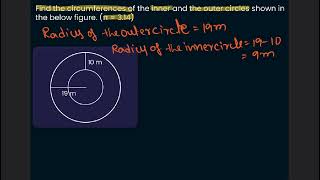 Find the circumferences of the inner and the outer circles shown in the below figureπ  314exam [upl. by Chas987]