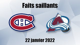 Canadiens vs Avalanche  Faits saillants  22 jan 2022 [upl. by Pammy]