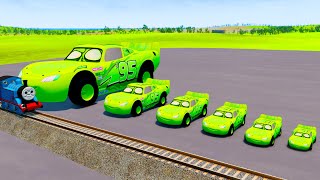 Big amp Small Long amp Tall Monster McQueen with Monster Truck Wheels vs Trains  BeamNGDrive [upl. by Augusto363]