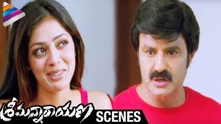 Srimannarayana Movie Scenes  Balakrishna trying to hide Parvathi Melton from Isha Chawla [upl. by Beyer]