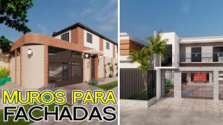 40 Ideas de MUROS para FACHADAS  Bardas rejas y portones para fachadas [upl. by Abate]