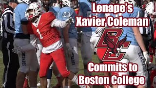 Xavier Coleman Commits to Boston College  Lenape Football  Junior Year Highlights [upl. by Dannica]