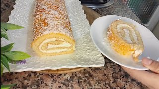 ¡increíble tarta enrollada muy suave y sabrosa 😋 [upl. by Collyer127]