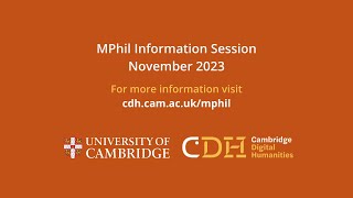 MPhil Applicant Information Session  November 2023 [upl. by Frum306]