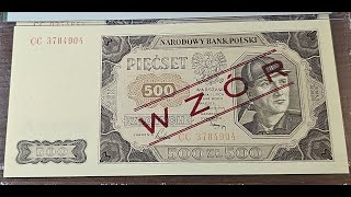 500 zlotych 1948 with SPECIMEN [upl. by Lelia]