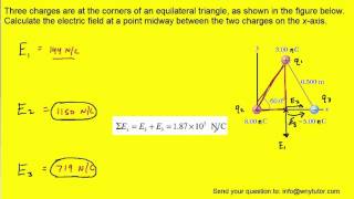 Three charges are at the corners of an equilateral triangle as shown in the figure below Calculate [upl. by Cliff152]