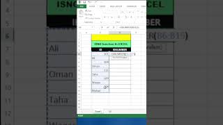 IsNumber Function in Excel excel shorts [upl. by Libenson]